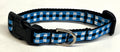 Blue, Black, and White Plaid Dog Collar 1/2