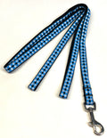 Blue, Black, and White Plaid Dog Leash 1/2