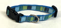 Blue, Green, Teal, Navy Squares Dog Collar 1/2
