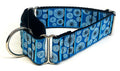 Blue, Light Blue, and Brown Stripe with White Circle Design Martingale Collar 1 1/2 in