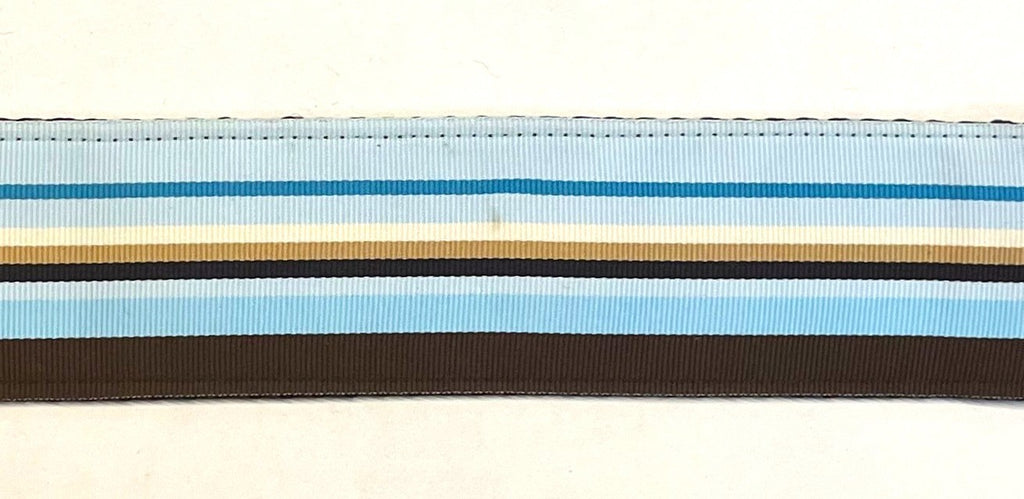 Blue, Light Blue, Brown, and White Stripe Chain Martingale Collar 1 1/2 in