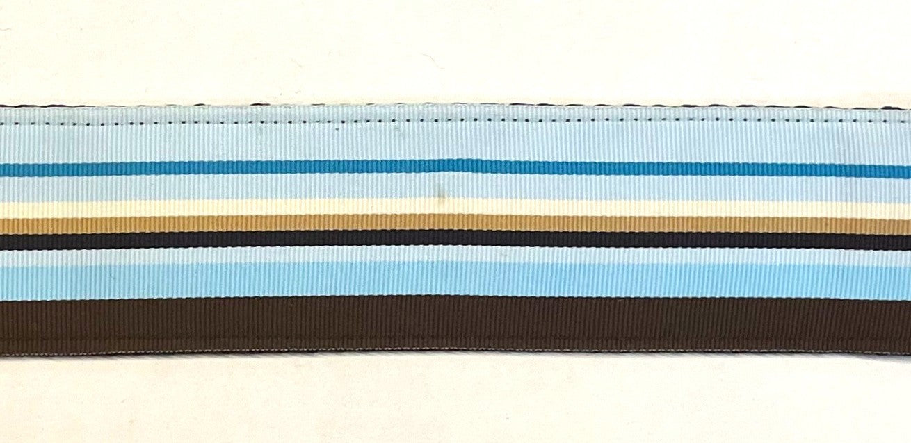 Blue, Light Blue, Brown, and White Stripe Chain Martingale Collar 1 1/2 in