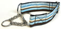 Blue, Light Blue, Brown, and White Stripe Chain Martingale Collar 1 1/2 in