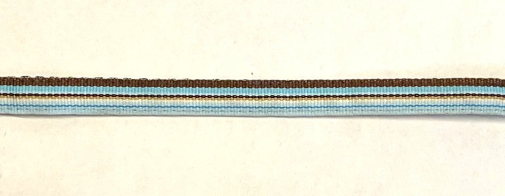Blue, Light Blue, Brown, and White Stripe Cat Collar