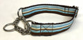 Blue, Light Blue, Brown & White Stripe Chain Martingale Collar 1in