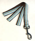 Blue, Light Blue, Brown & White Stripe Dog Leash 1in