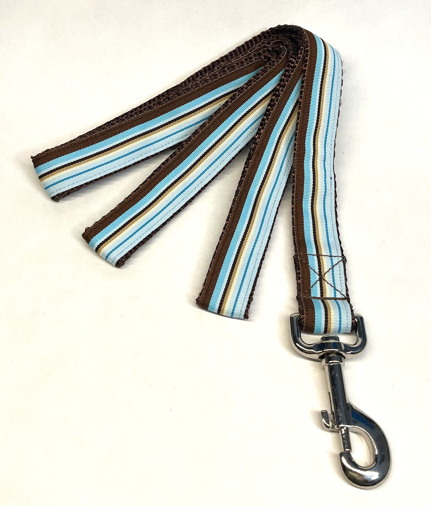 Blue, Light Blue, Brown & White Stripe Dog Leash 1in