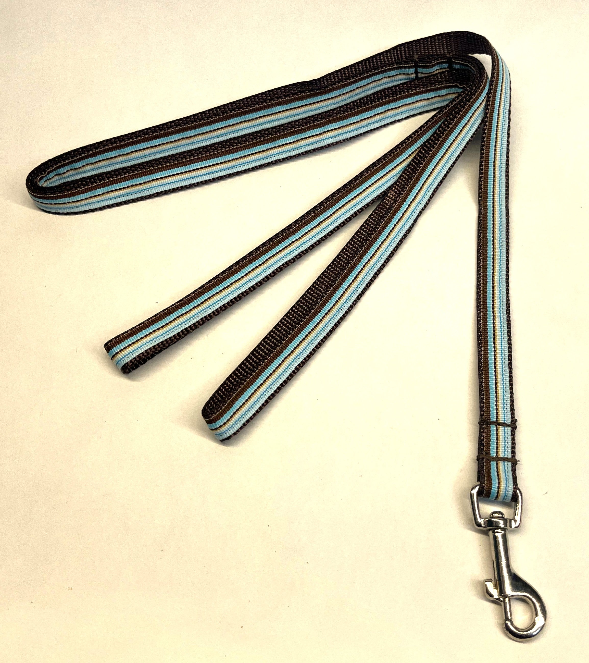 Blue, Light Blue, Brown, and White Stripes Dog Leash 1/2