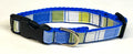 Blue, Light Blue, Green, White & Light Green Vertical Stripe Dog Collar 3/4