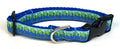 Blue & Light Blue with Palm Trees Dog Collar 3/4