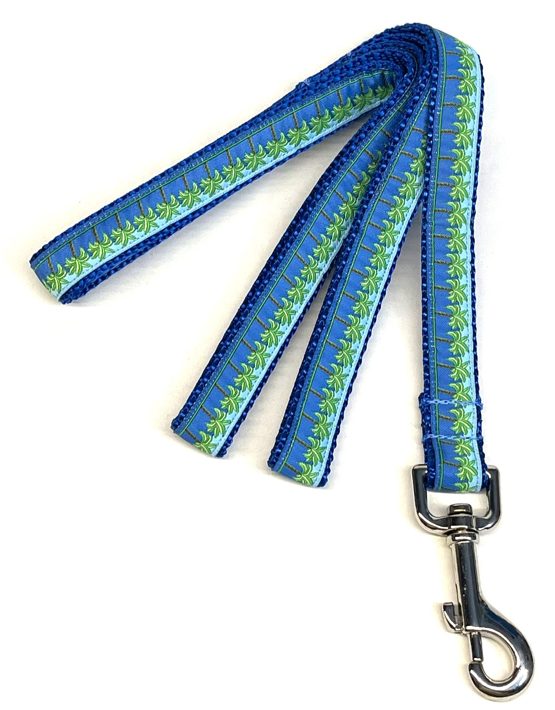 Blue & Light Blue with Palm Trees Dog Leash 3/4
