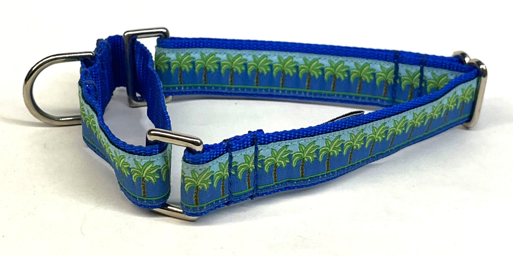 Blue & Light Blue with Palm Trees Martingale Collar 3/4