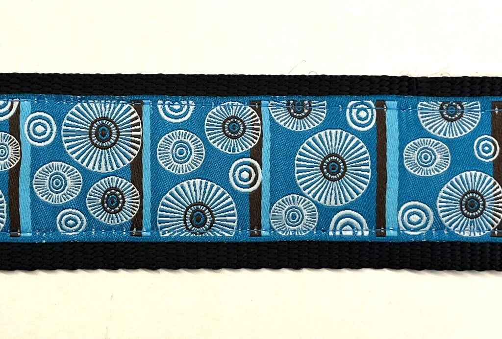 Blue, Brown, and White Circle Sunburst Chain Martingale Collar 2in