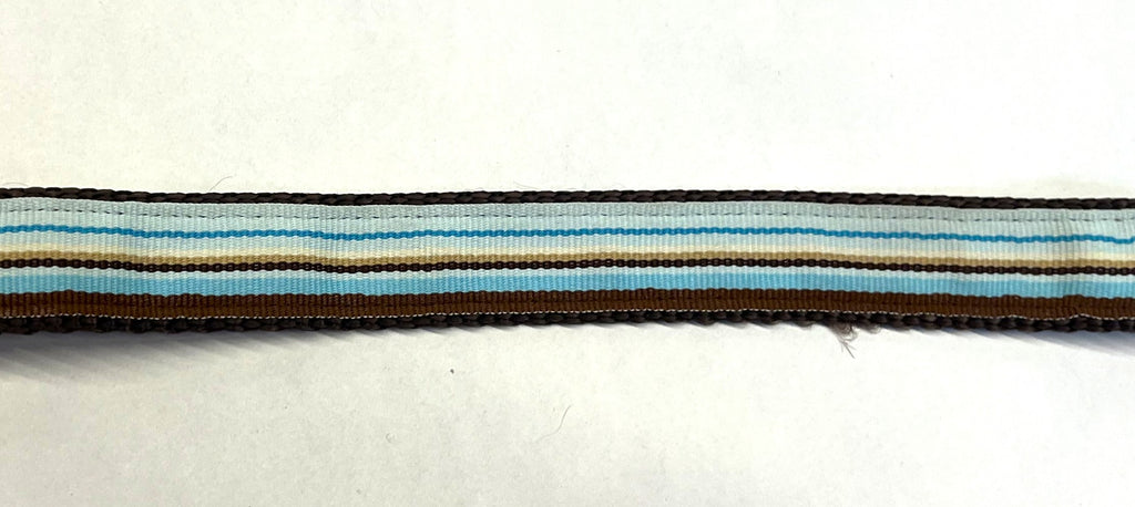 Blue, Light Blue, Brown, White Stripe Dog Collar 3/4