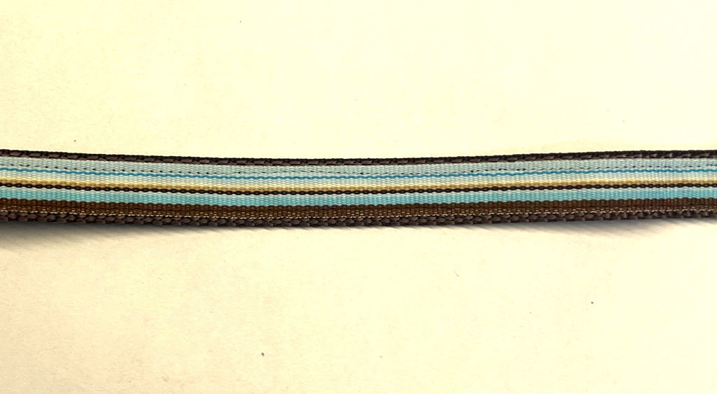 Blue, Light Blue, Brown, and White Stripes Dog Collar 1/2