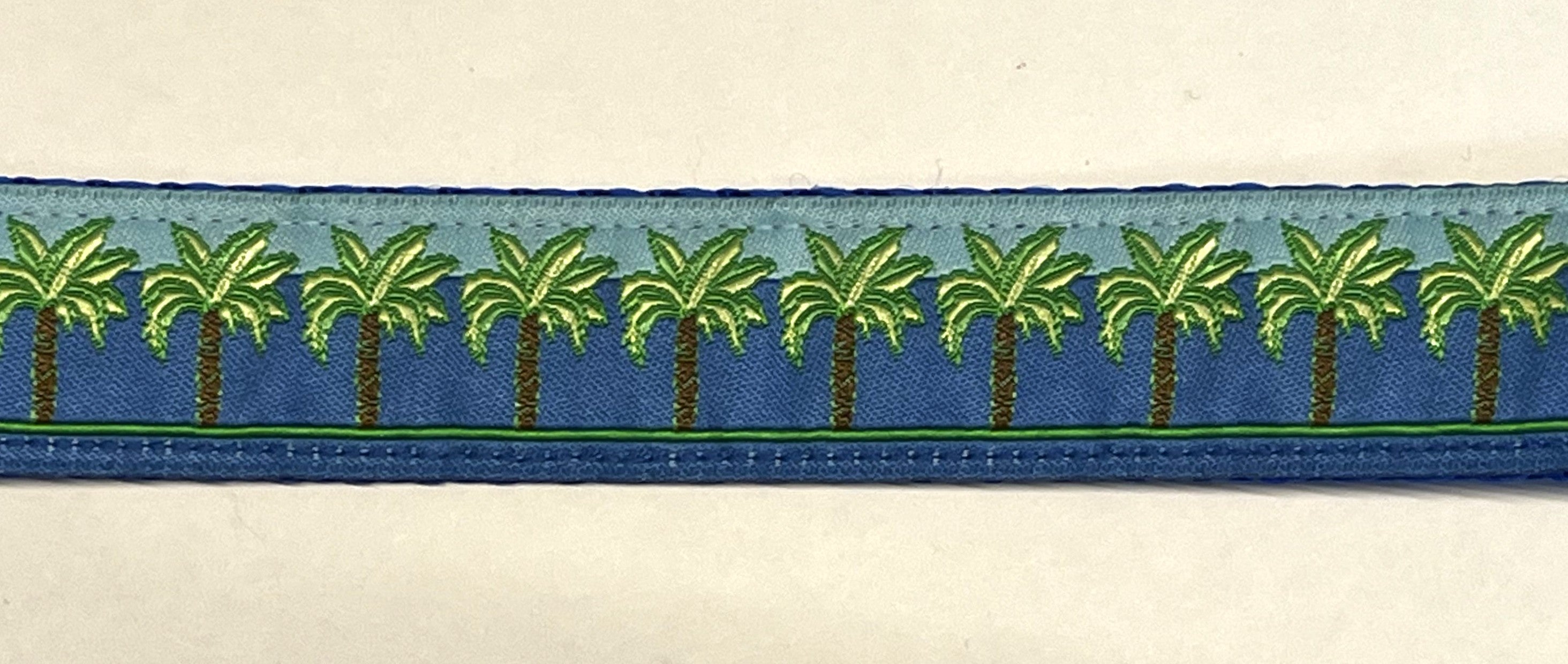 Blue with Palm Trees Dog Leash 1in