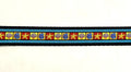 Blue, Red, Orange & Yellow with Starfish and Shells Dog Collar 3/4 - coastal ribbon on black nylon webbing