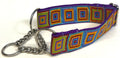 Pink, Turquoise, Purple, Orange, Yellow, and Green Squares Chain Martingale Collar 1 1/2 in