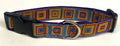 Blue, Turquoise, Purple, Orange, Yellow, & Green Squares Dog Collar 1in