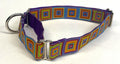 Blue, Turquoise, Purple, Orange, Yellow, & Green Squares Martingale Collar 1in