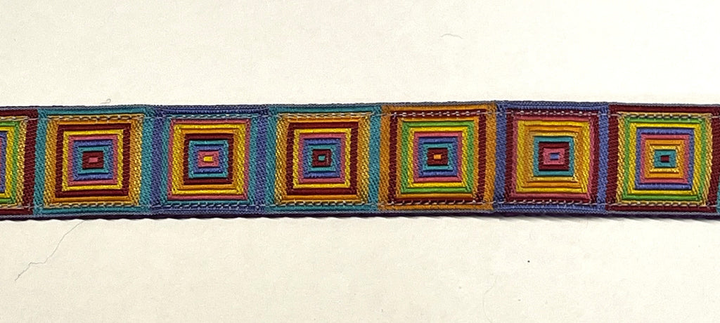 Blue, Turquoise, Purple, Orange, Yellow, & Green Squares Dog Leash 1in