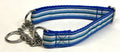 Blue, White, Light Blue, and Teal Stripe Chain Martingale Collar 1in