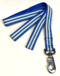 Blue, White, Light Blue, and Teal Stripe Dog Leash 1in