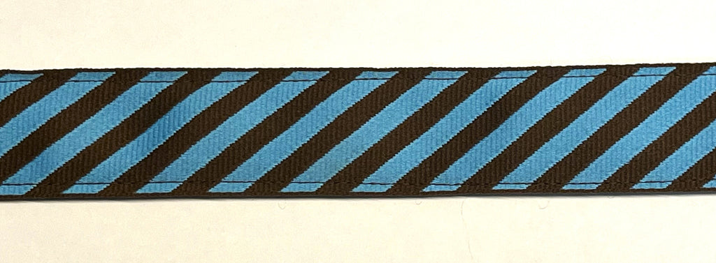 Blue and Brown Diagonal Stripe Dog Collar 1in