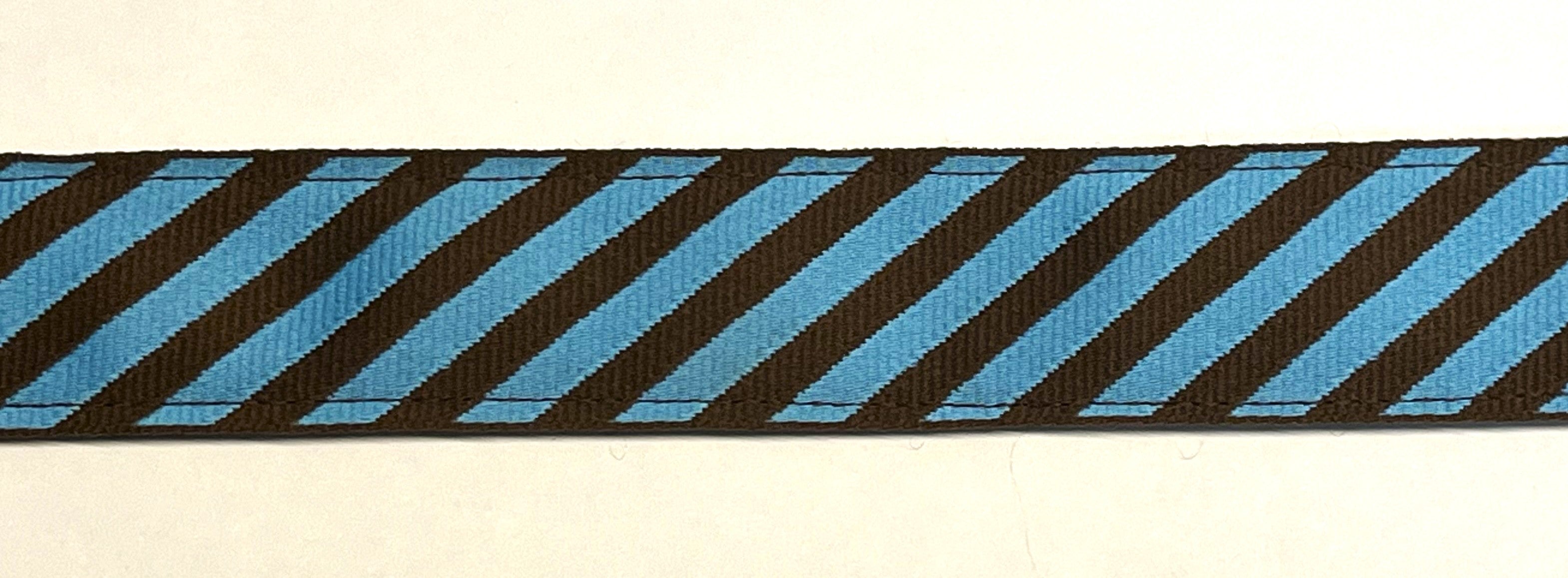 Blue and Brown Diagonal Stripe Dog Collar 1in