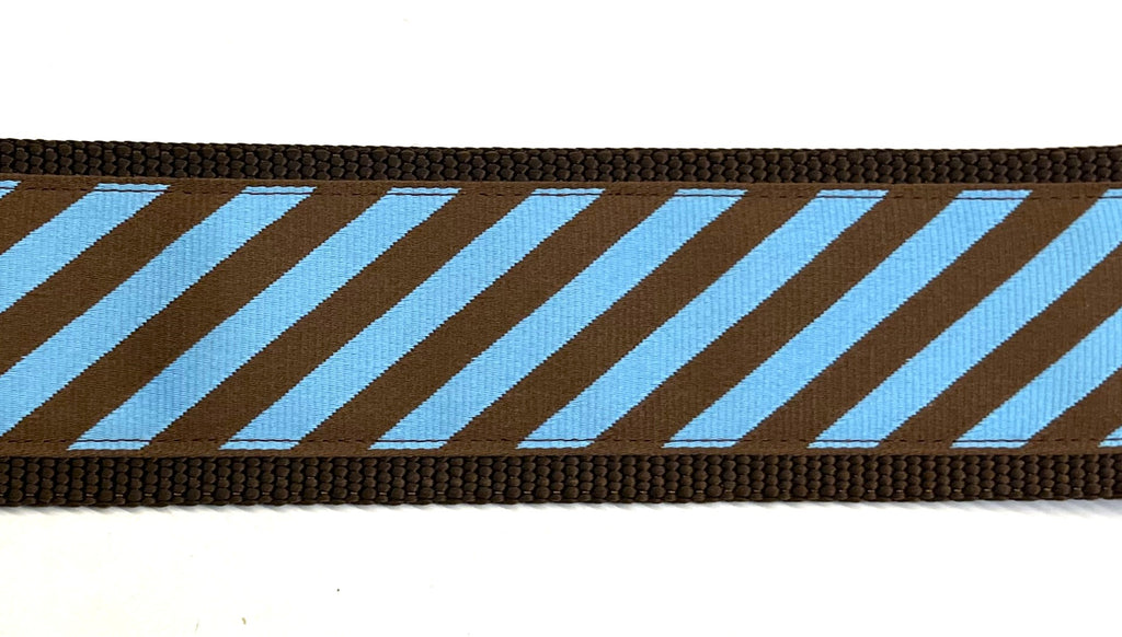 Blue and Brown Diagonal Stripe Dog Collar 2in