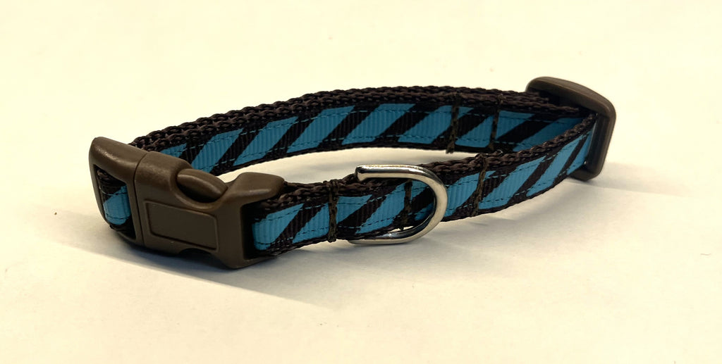 Blue and Brown Diagonal Stripes Dog Collar 1/2