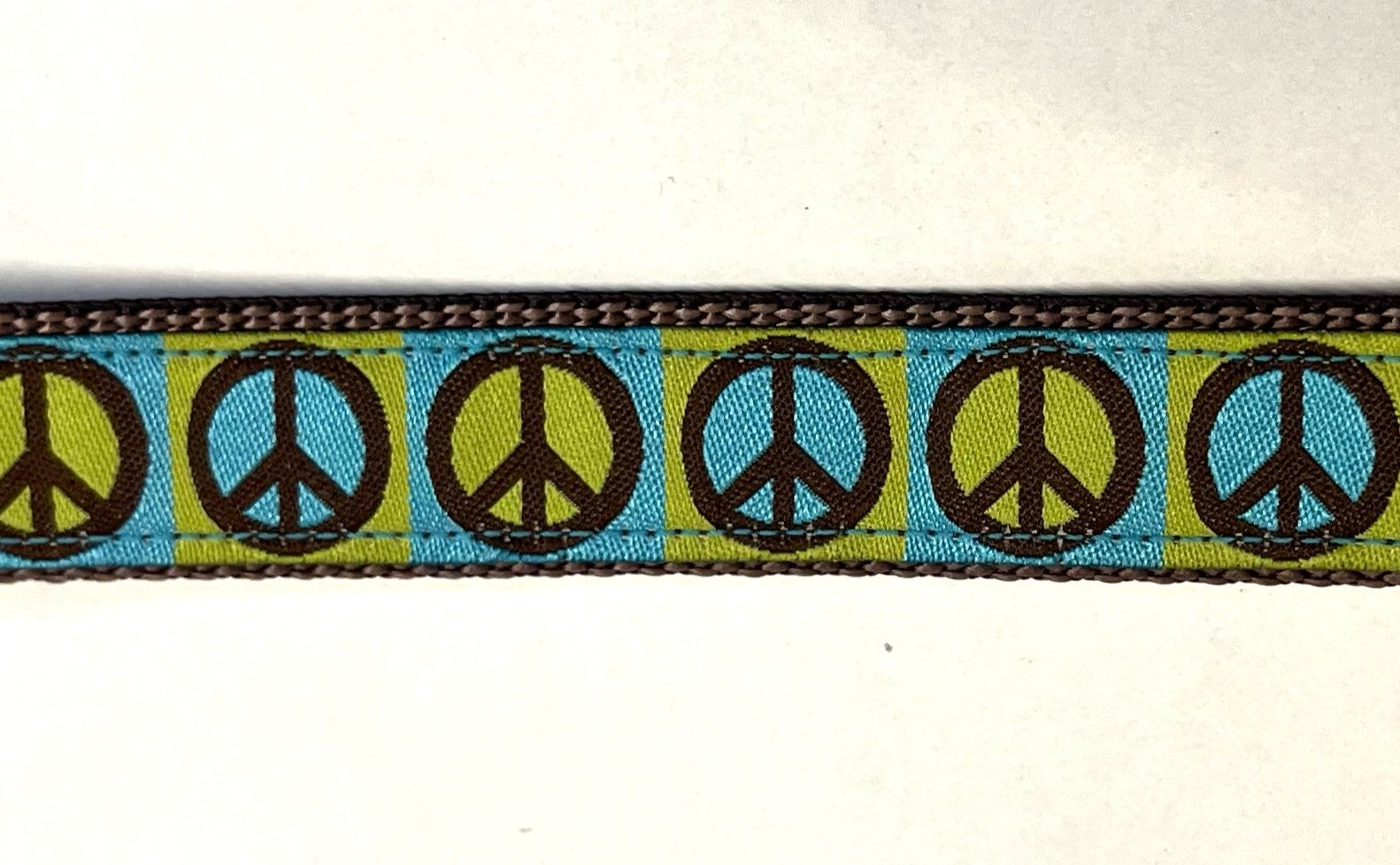 Blue and Green with Brown Peace Sign Dog Leash 1in