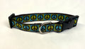 Blue and Green with Brown Peace Sign Dog Collar 3/4