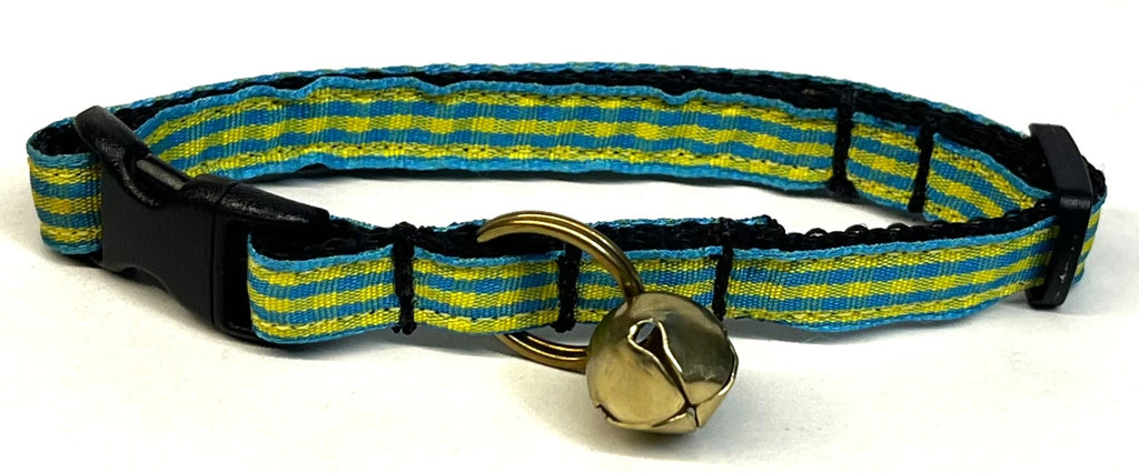 Blue and Yellow Plaid Cat Collar