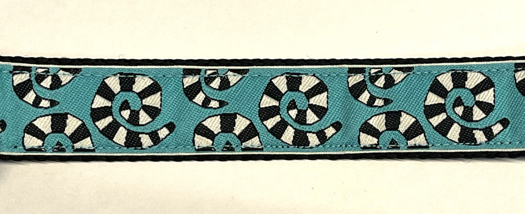Blue with Black and White Swirls Dog Collar 1in