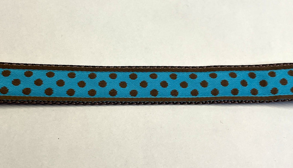Blue with Brown Polka Dots Chain Martingale Collar 3/4
