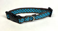 Blue with Brown Polka Dots Dog Collar 3/4