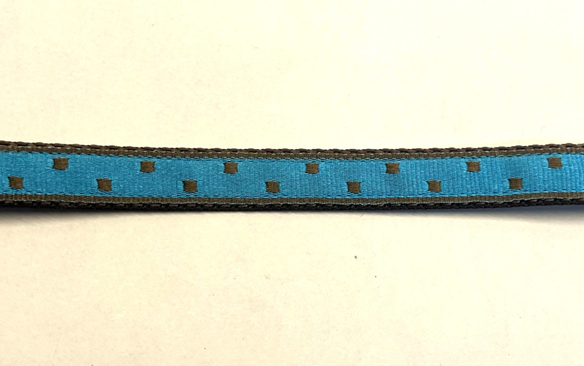 Blue with Brown Square Dots Dog Collar 1/2