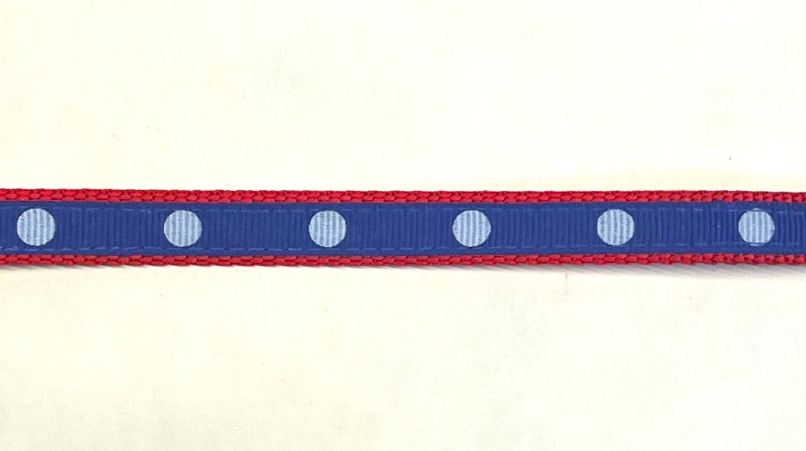 Blue with Light Blue Dots Dog Leash 1/2 inch