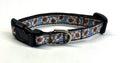 Blue with White and Brown Flowers Dog Collar 1/2