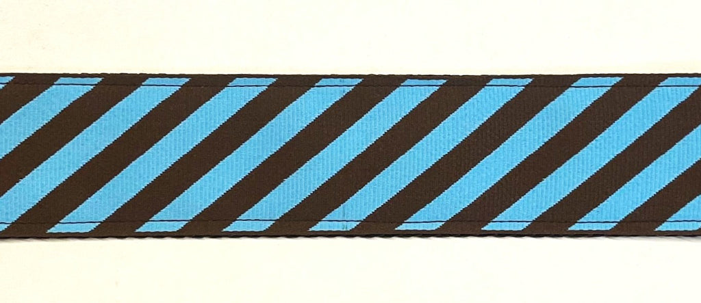 Blue and Brown Diagonal Stripe Chain Martingale Collar 1 1/2 in