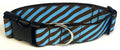 Blue and Brown Diagonal Stripe Dog Collar 1 1/2 in
