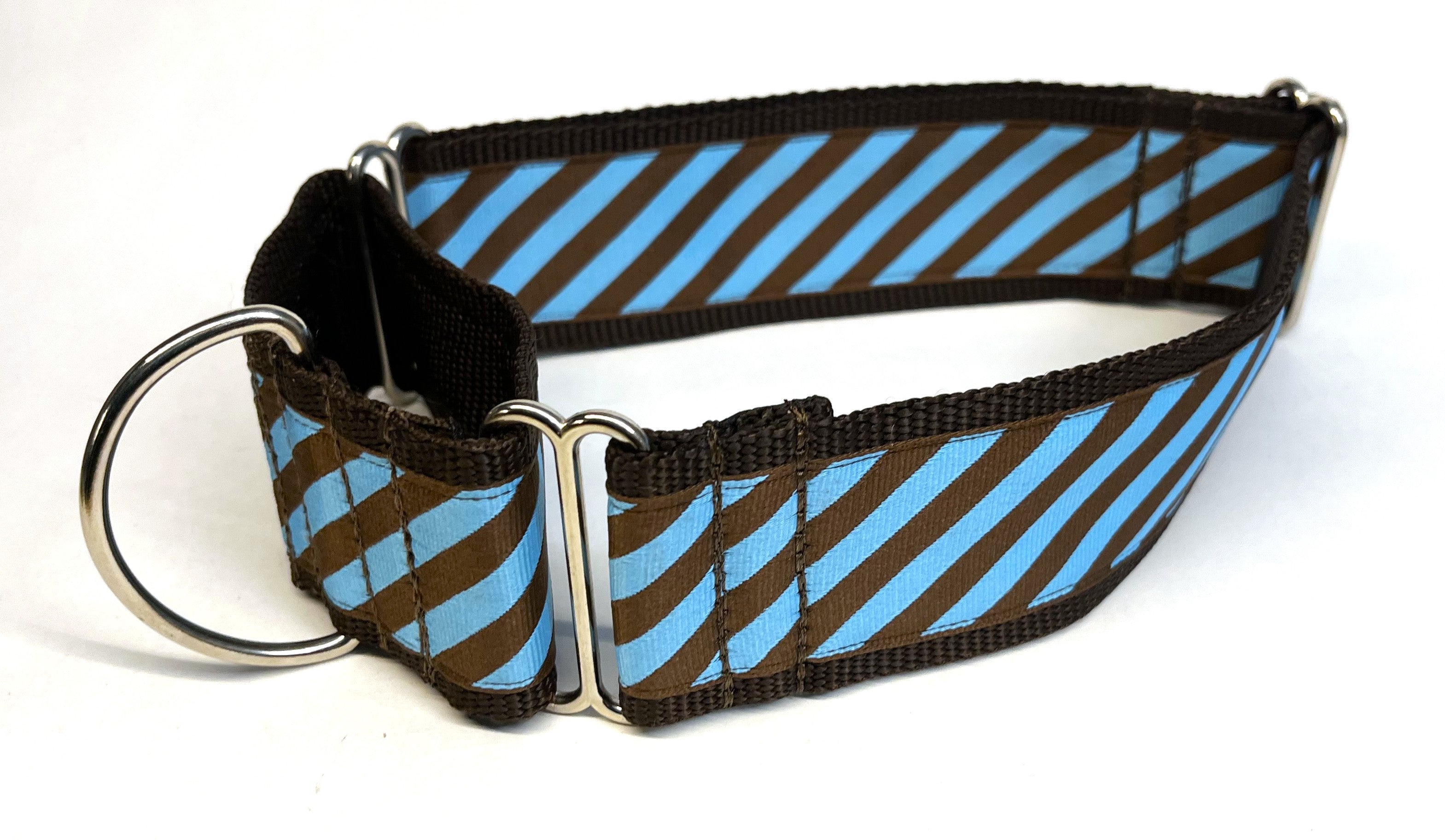 Blue and Brown Diagonal Stripe Martingale Collar 2in