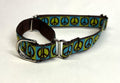 Blue and Green with Brown Peace Sign Martingale Collar 3/4