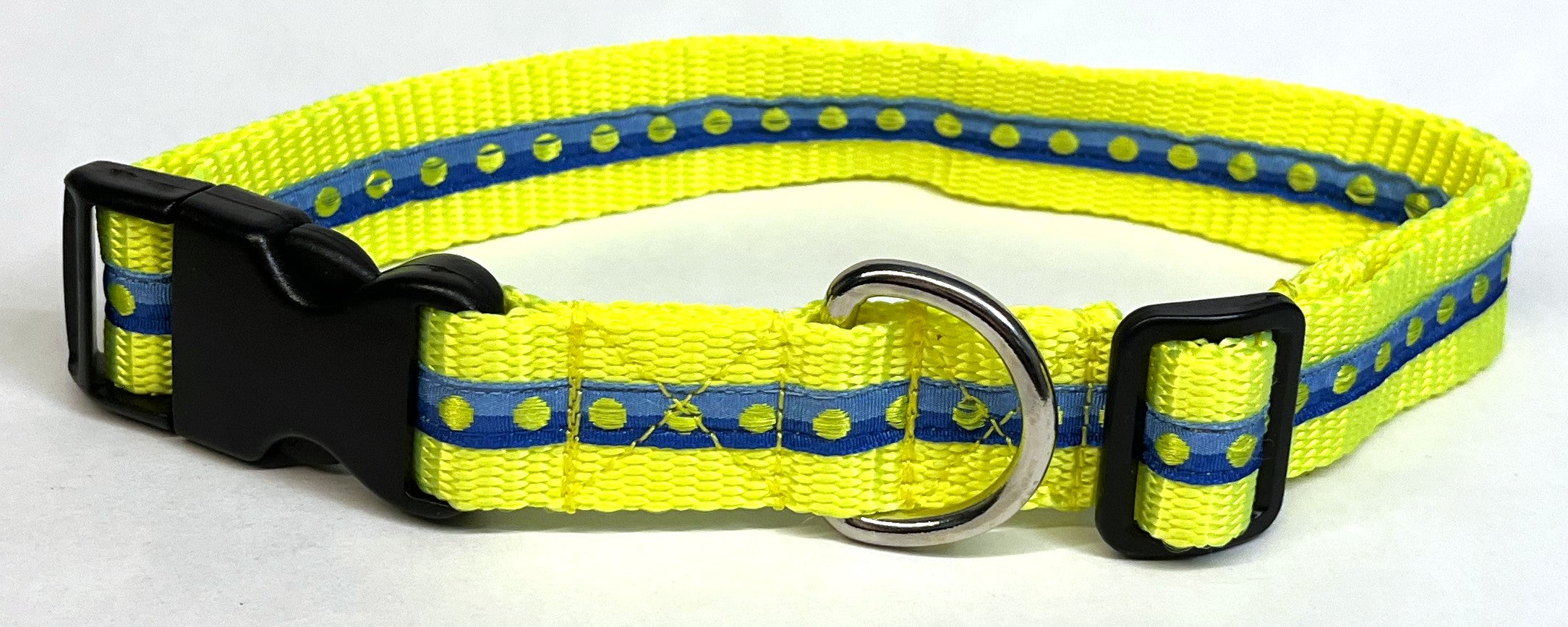 Blue and Light Blue with Yellow Dot Dog Collar 1in
