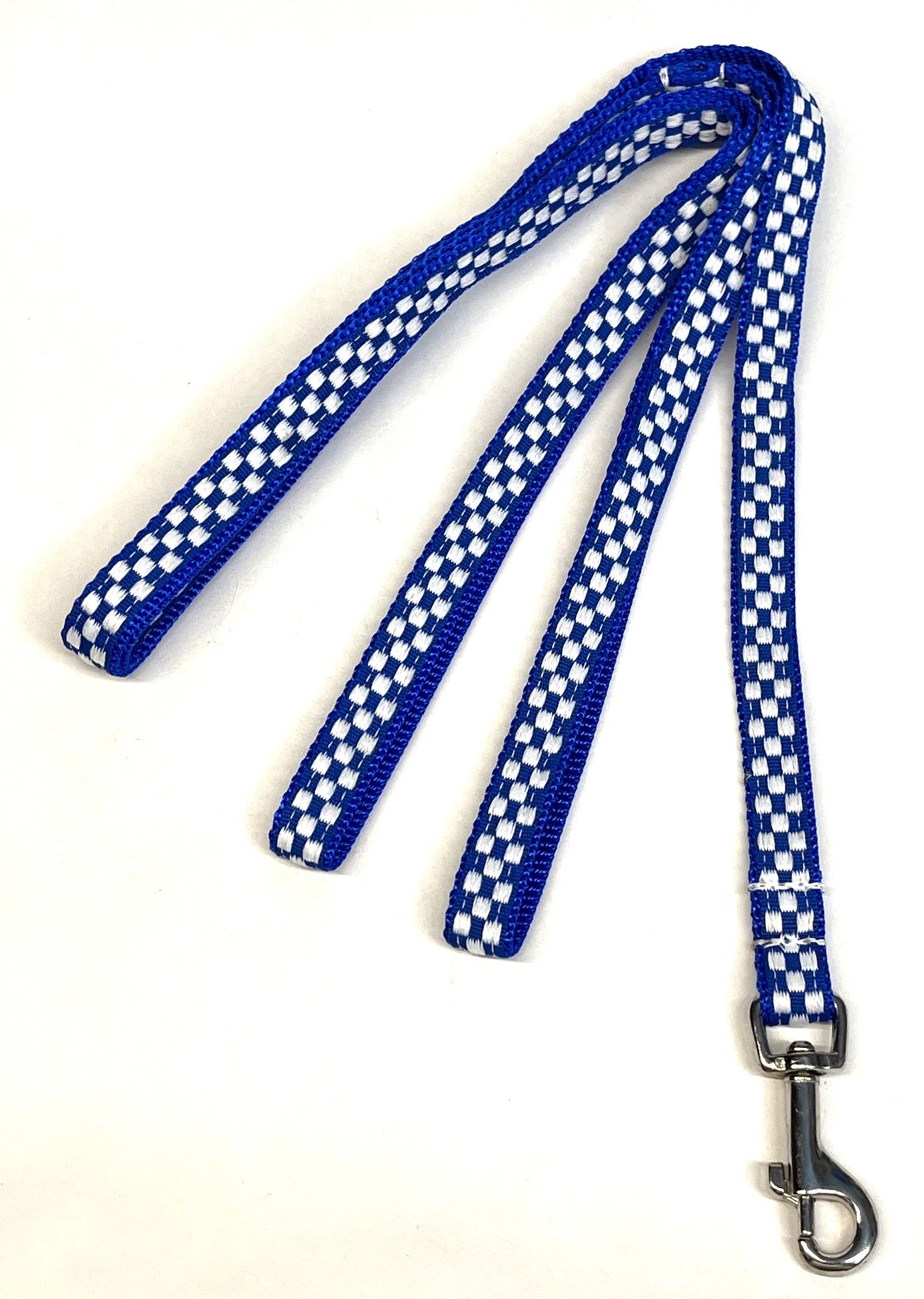 Blue and White Checkered Dog Leash 1/2