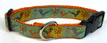Blue and Yellow Patterns with Birds and Branches Dog Collar 1in