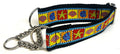 Blue Checkered Border with Starfish and Shells Chain Martingale Collar 1 1/2 in