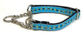 Turquoise with Green Dots and Wavy Stripe Chain Martingale Collar 3/4