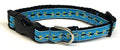 Turquoise with Green Dots and Wavy Stripe Dog Collar 3/4